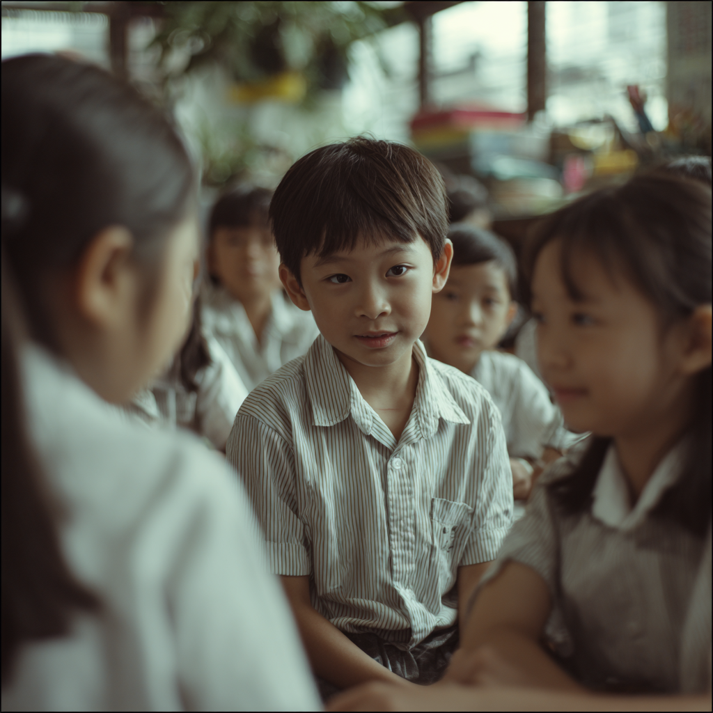 Students interacting in class reflecting bilingualism in Singapore and mother tongue learning