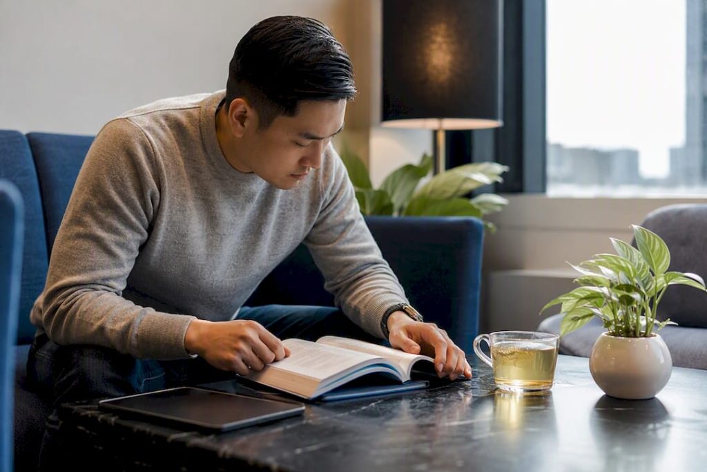 Mandarin study materials on modern table