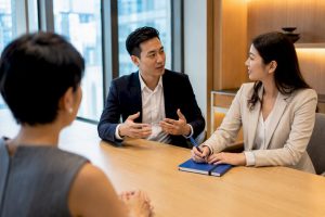 Professionals practising Mandarin in corporate training