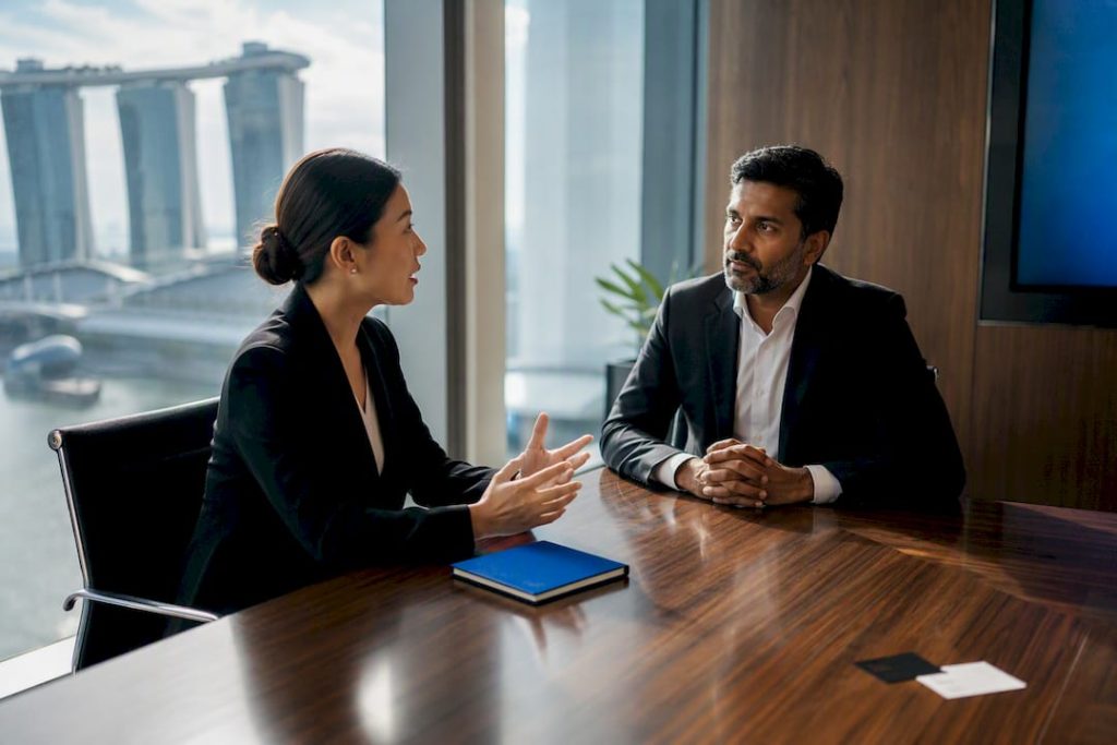 Professionals practising Chinese client etiquette
