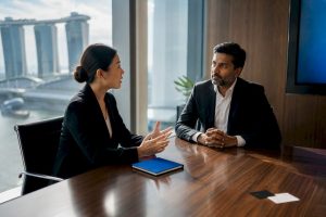Professionals practising Chinese client etiquette