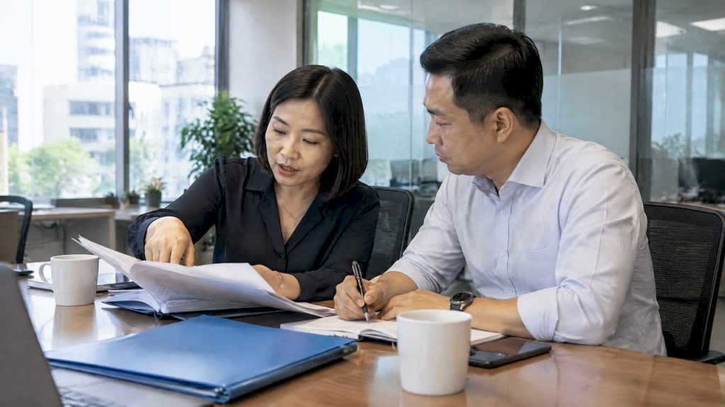 Managers comparing corporate Mandarin training quotes